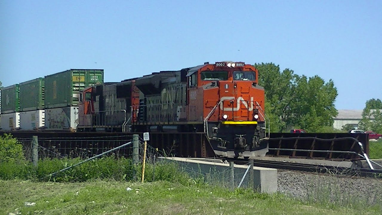 CN 8002 CN 5716 Southbound Intermodal Fond Du Lac Wisconsin 05-30-2024