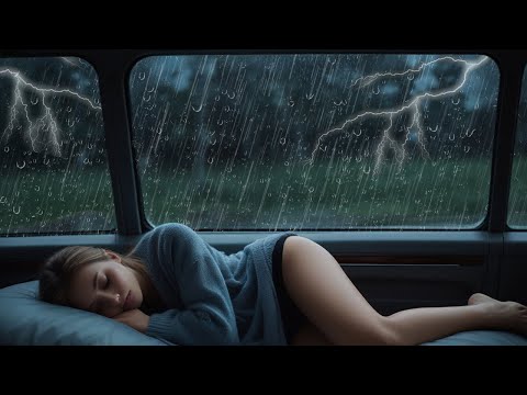 Rain Sounds For Sleeping | Car Window Rain & Thunder | Be Asleep in 10 min | Heavy Rain for Study