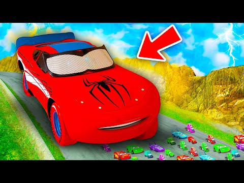Big & Small Lightning McQueen Spider-Man vs Tokyo Mater vs Mack vs Pixar Car vs WHO IS BEST?