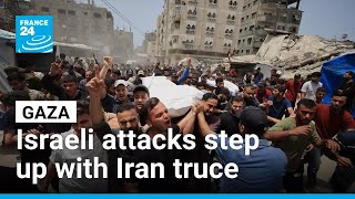 Download lagu Israeli attacks in Gaza have stepped up since halt in bombing in Iran • FRANCE 24 English mp3