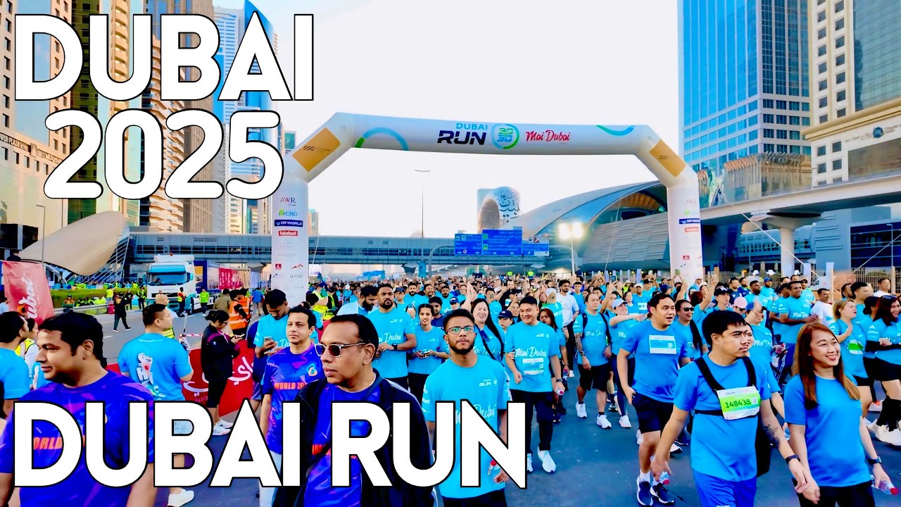 Dubai Run 2025 |4K| Dubai Sheikh Zayed Road Fully Crowded With UAE Residents 🇦🇪 