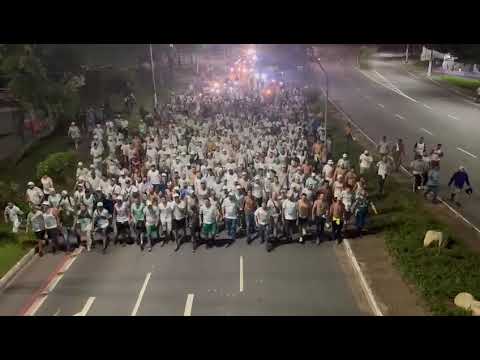 Mancha Verde na caminhada em Santo André, em jogo da copinha.