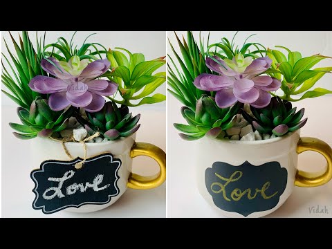 How to make a succulent planter in a coffee mug | Succulents In Teacup