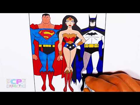 Justice League Coloring pages | how to draw batman superman wonder woman flash aquaman sup