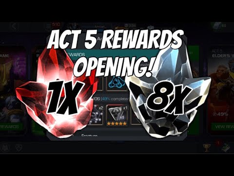 LUCK? ACT 5 CHAPTER 4 COMPLETION REWARD OPENING! 5 STAR CRYSTAL AND 8X T4CC OPENING! (MCOC)