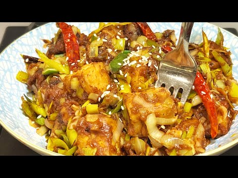 Air Fryer Crispy Tofu Leek Stir Fry | Healthy Protein Rich Recipes | Tofu Recipes