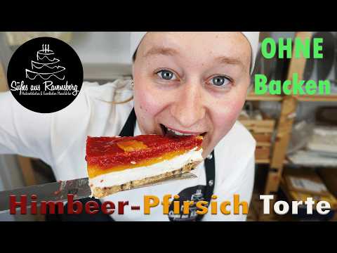 Himbeer-Pfirsich Torte OHNE Backen 😍🍑🍰 #fruchtexplosion in deinem Mund