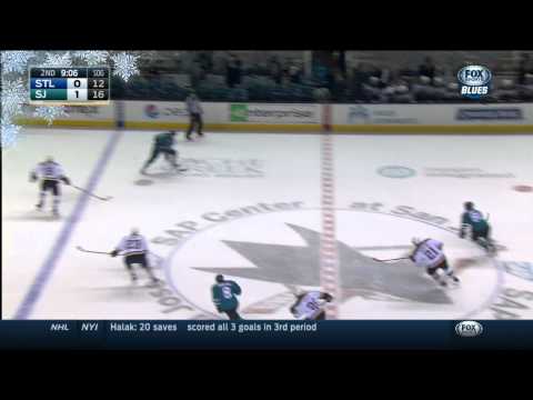 Andrew Desjardins hard angle wrist shot goal 1-0 St. Louis Blues vs SJ Sharks Dec 20 2014 NHL