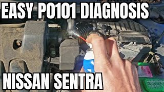 P0101 Nissan Sentara Diagnose How to Check Dirty Maf Mass Air Flow Sensor Wiring Air Leak Test Stall