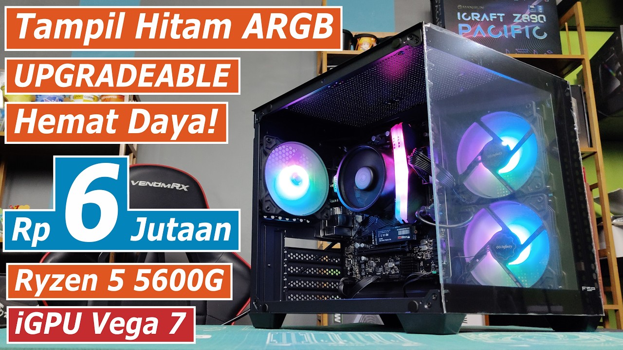 Rakitan PC UPGRADEABLE AMD Ryzen 5 5600G di 6 Jutaan dengan Tampilan Keren ARGB