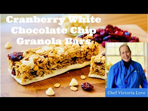 CRANBERRY WHITE CHOCOLATE CHIP GRANOLA BARS with Honey | Recipe from Chef Victoria Love