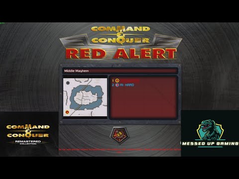 Command and Conquer Red Alert Remastered Skirmish Gameplay Soviet– MAP: Middle Mayhem 1