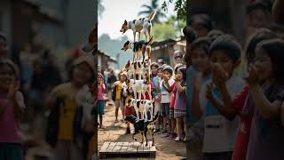 Dogs stacked on top of each other #animals #video #viralvideo