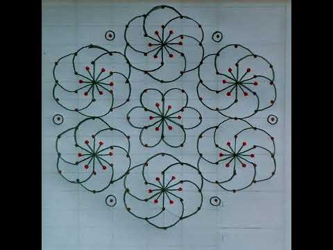 KOLAM- 13) very simple 13*7middle dots மார்கழி மாதம் special🌼🌺ரங்கோலி kolam/muggulu design