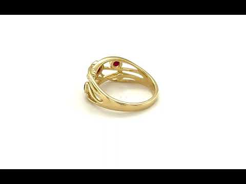 9ct Yellow Gold Diamond & Ruby Weave Ring - 04110003 | Johnsons Jewellers