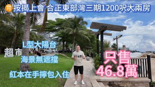 合正東部灣三期大單位1200呎全海景大兩房L型大陽台只售46.8萬 接受按揭上會 海景無遮擋 擰包入住 紅本在手無欠款 隨時過戶