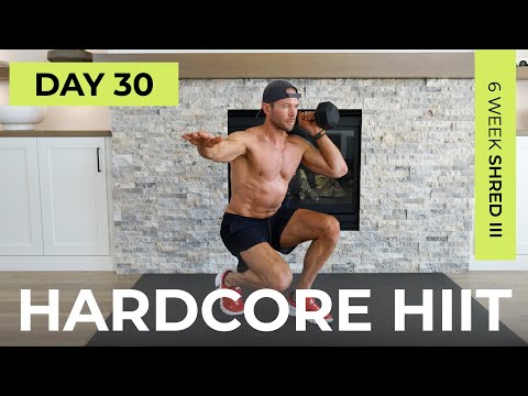 Day 30: 30 Min HARDCORE HIIT Workout [Bodyweight + Dumbbells, No Repeats] // 6WS3