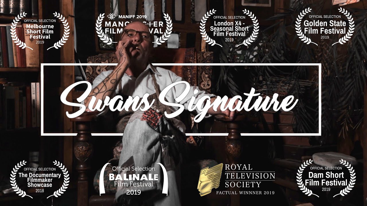 YouTube video by graduate Josh Timmons entitled 'Swans Signature' about John, an artist who regained his hearing after 18 years of being profoundly deaf