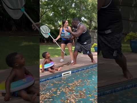 She Grabbed the Net and the Kid in the Pool Had Front Row Seats 😂🌿