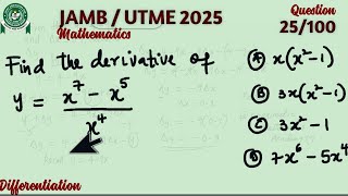 JAMB/UTME MATH QUESTION 25 || DIFFERENCIATION