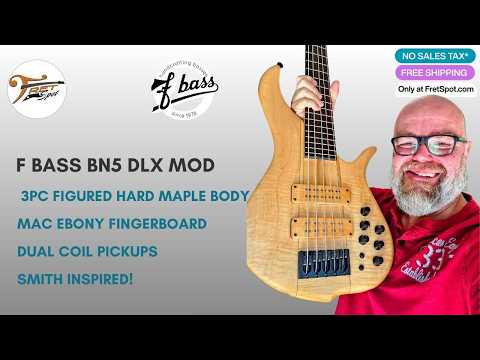 Immagine F Bass Modified Deluxe BN5 FretSpot Exclusive: Figured Maple Body, Vintage Tint Matte Finish & Macassar Ebony Fingerboard - 13