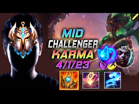 Challenger Karma MID vs Ekko - 챌린저 미드 카르마 템트리 룬 슈렐 콩콩이 カルマ Карма 天启者 卡瑪 - LOL KR 11.10