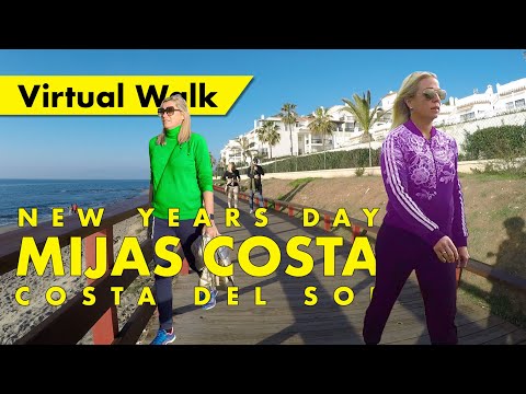 Mijas Costa beachfront tour  - January 2022 - Calahonda, Malaga 🇪🇸 immersive virtual treadmill walk