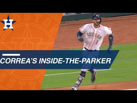 Carlos Correa races around the bases for an inside-the-park home run