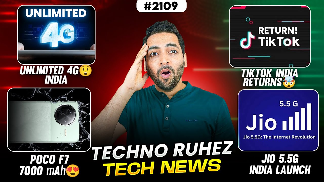 Tiktok India Return😲,CMF Phone 2 Dimensity 8400😳,Unlimited 4G India😍,Jio 5.5G 100Gbps😲,6G Launch