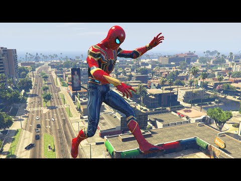 GTA 5 Iron Spiderman Falling off Highest Buildings (Spider man mod Gameplay) Ep 1