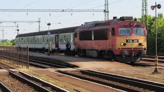 preview picture of video 'Hungary: Boba, MAV Class 418 (M41) diesel locomotive hauled passenger service leaves for Keszthely'