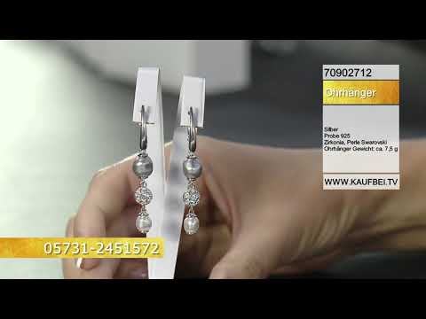 Серьги из серебра 925 пробы с белыми жемчугом Swarovski и фианитами