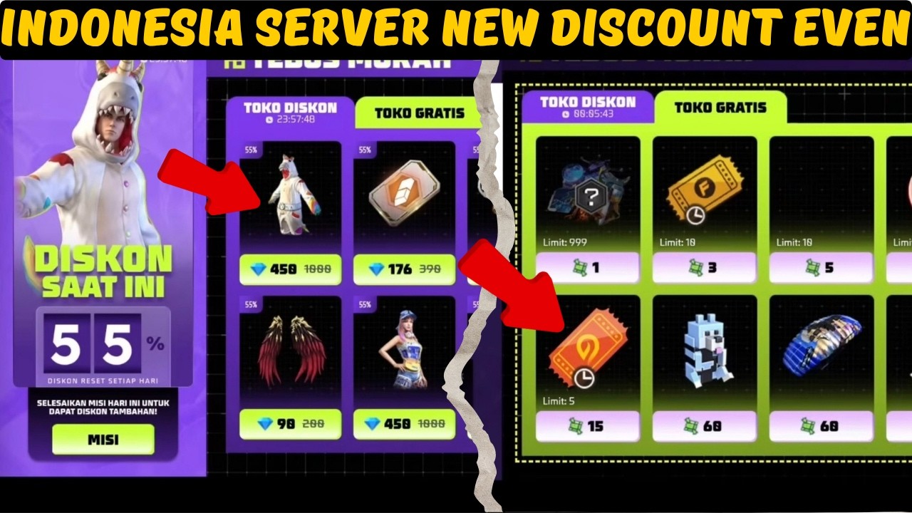 Free Fire Indonesia Server 😱 90% Discount Event CONFIRMED! Today’s Update!