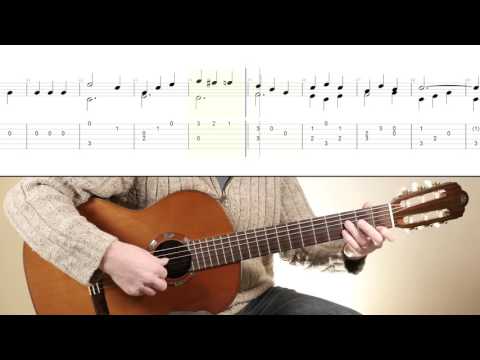'Study In C Major' - F. Sor. Simple classical guitar piece with score and TAB