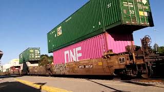 CN 148 w/CN Engines 8337 (ex 5642) &amp; 3260 lead this 408 axle, EB Intermodal/Mixed/Autorack train by