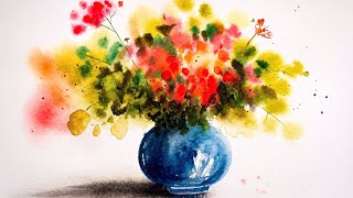 Watercolor Flowers in a Vase | Floral Tutorial painting