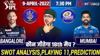 IPL 2022-RCB vs MI 18th Match Prediction&Preview||Banglore vs Mumbai GL Prediction