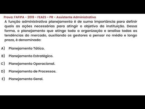101- Prova de concurso público : FAFIPA - 2019 - FEAES - PR - Assistente Administrativo