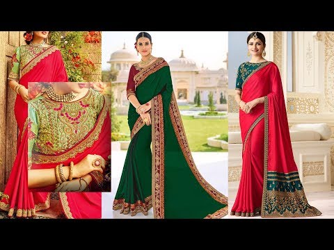 Saree designs with embroidered border
