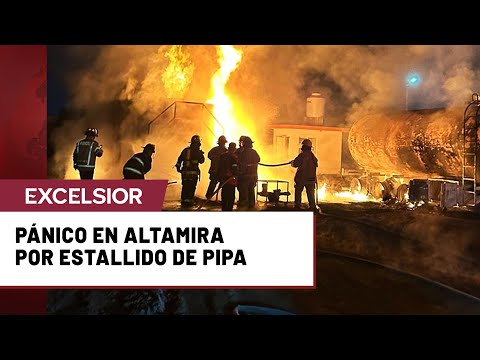 Pipa con diésel se incendia en zona industrial de Altamira