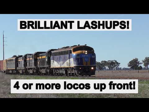 4K - 15 BRILLIANT Locomotive Lashups - 4 or more up front!