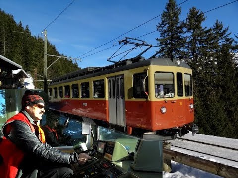 Im Führerstand der Bergbahn Lauterbrunnen-Mürren (BLM) Januar 2018
