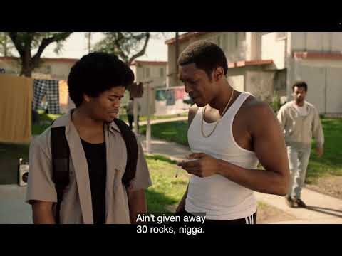 FX SNOWFALL: SEASON 1, EPISODE: 8, LEON AND KEVIN SERVE CRACK FOR THE FIRST TIME, AND JUMP A SMOKER