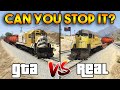 GTA 5 TRAIN VS REAL TRAIN (CAN YOU STOP THE TRAIN?)