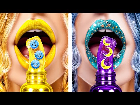 Day Girl vs Night Girl! One Color Challenge! How to Become a Mermaid!