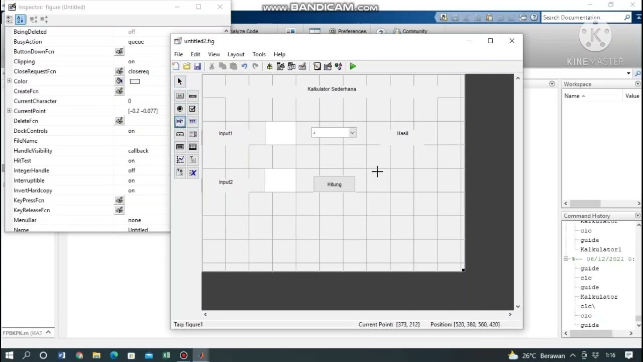 GUI Mathlab Kalkulator Sederhana