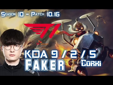 T1 Faker CORKI vs GALIO Mid - Patch 10.16 KR Ranked