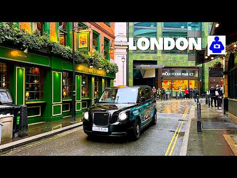 Central London After Rain | Luxury Shopping Streets & Piccadilly Circus [4K HDR]