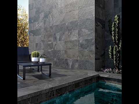 Carrelage sol extérieur effet pierre de Bali Kuta Black R11 30x60 cm