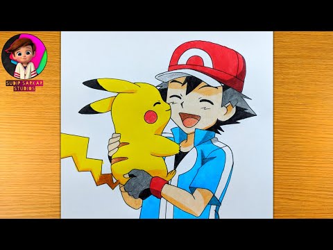 How To Draw Ash and Pikachu From Pokemon